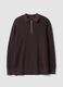 Polo marrone in puro cotone con zip e collo classico_4