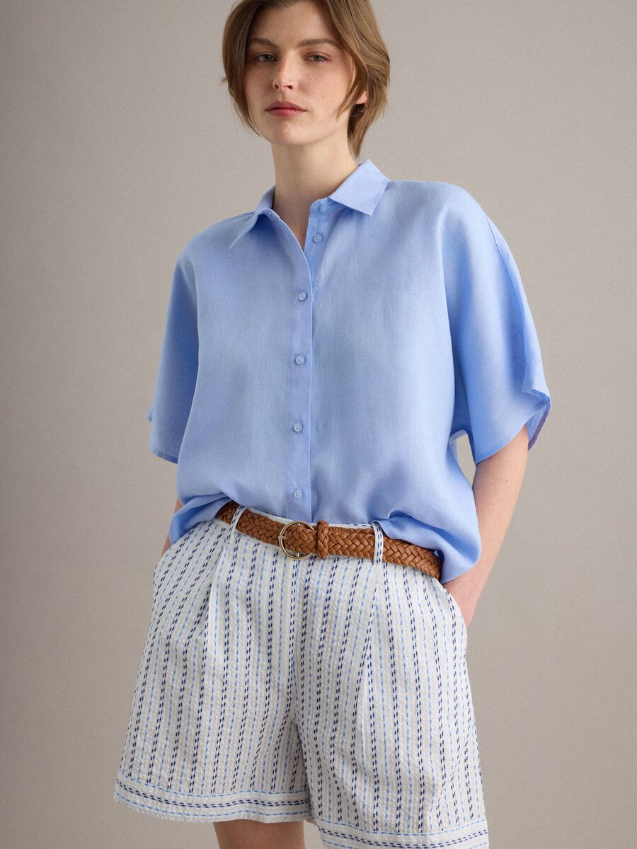 Light blue pure linen regular-fit shirt_0