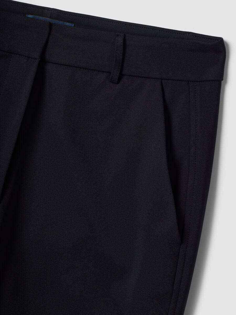 Black slim-fit stretch cotton trousers_1