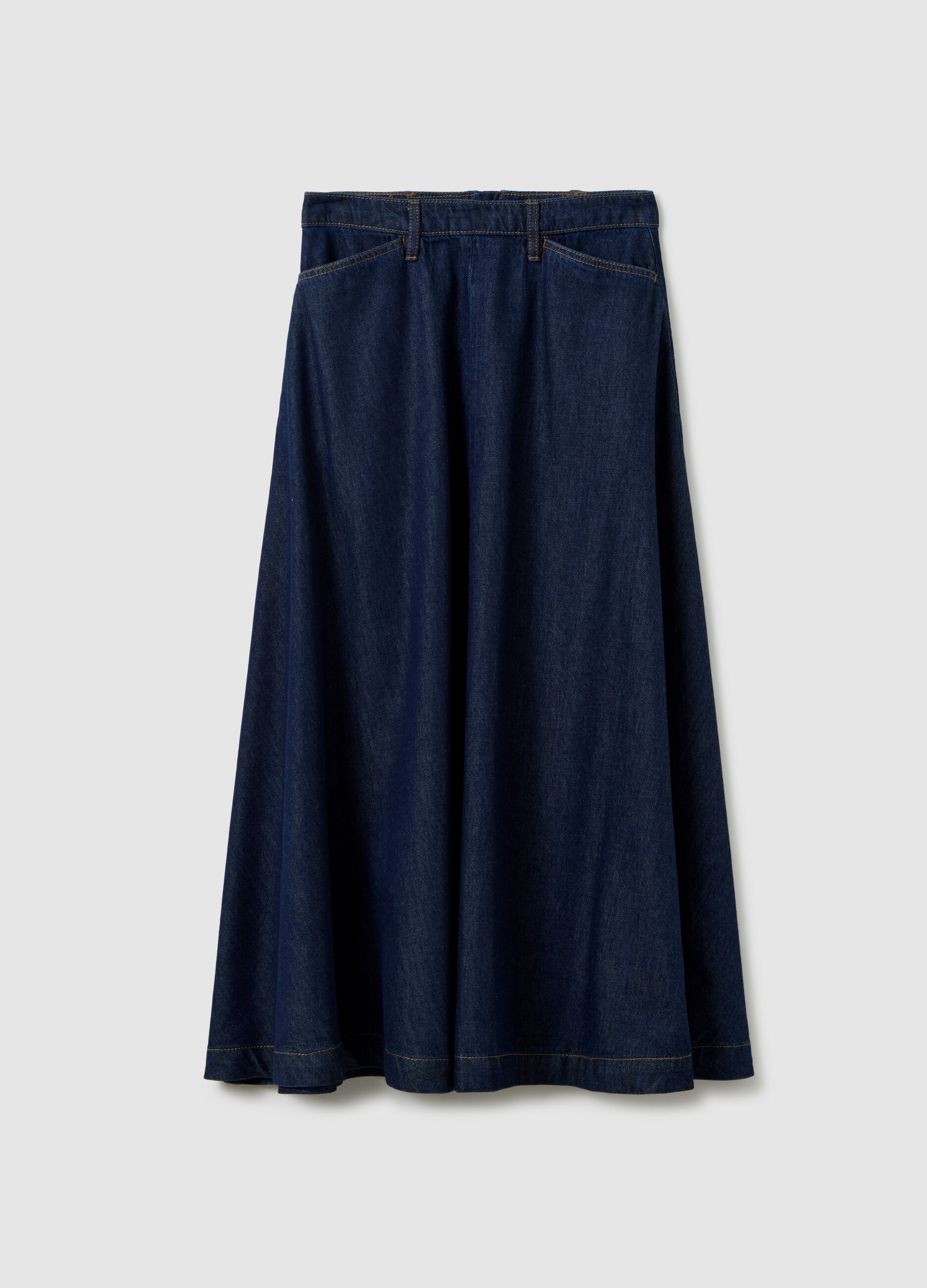 Long denim skirt in blue