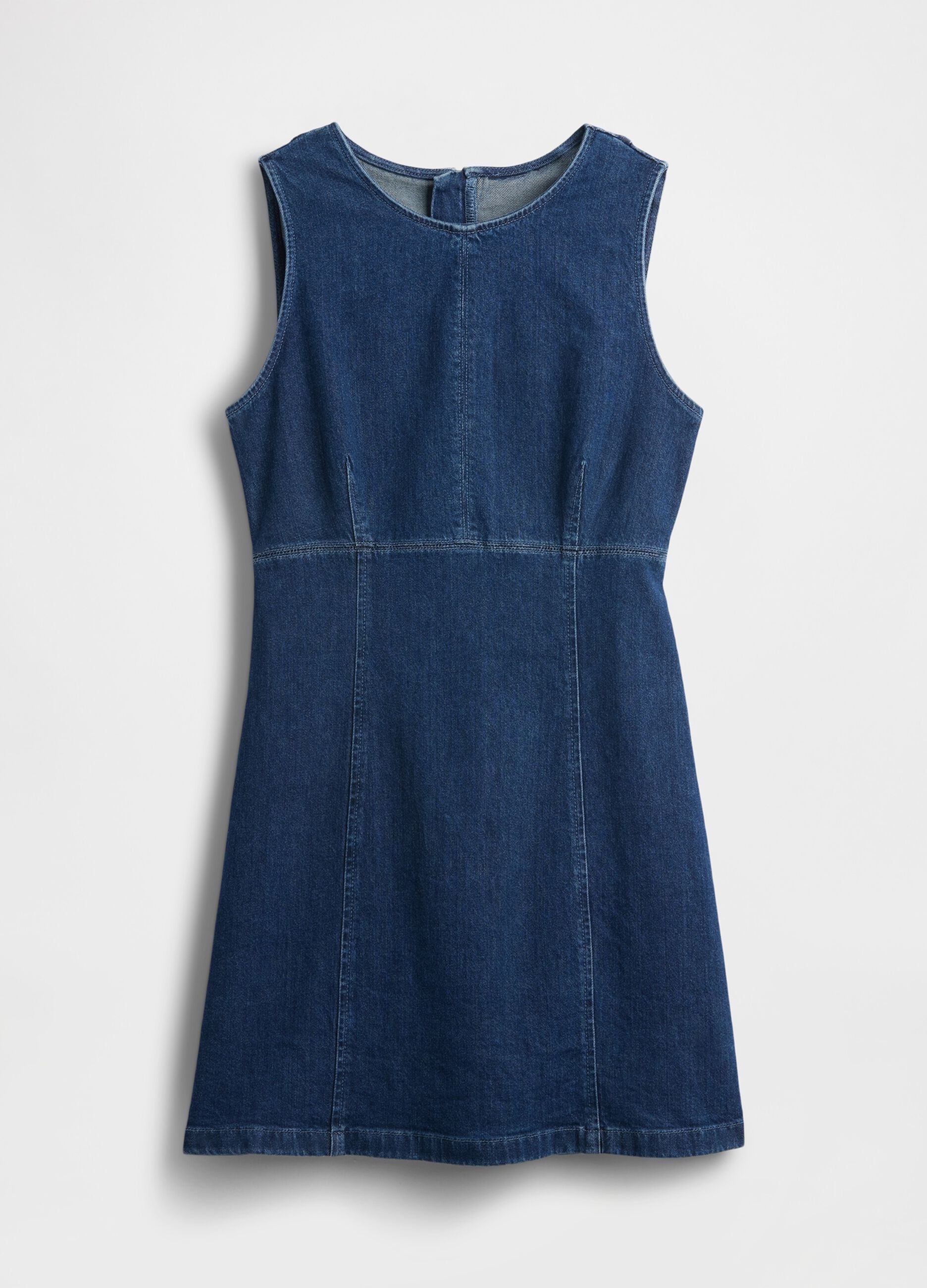 Stretch denim dress with back zip