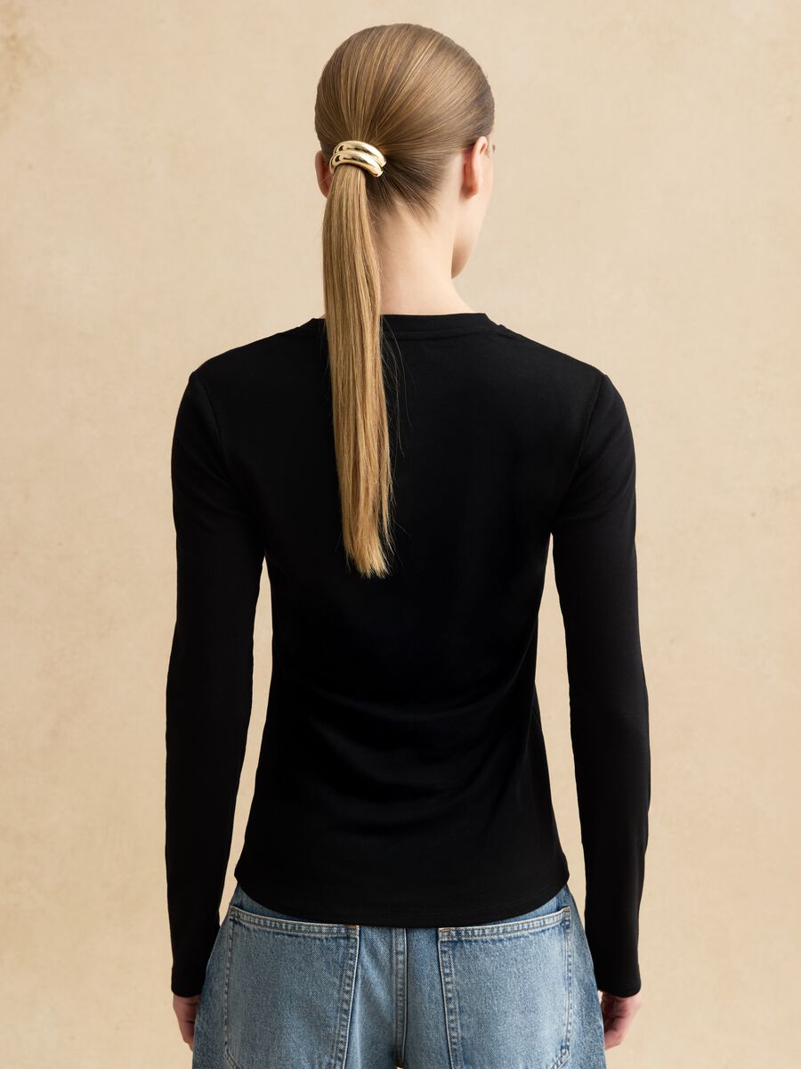 Black crew-neck long sleeve regular fit top_3