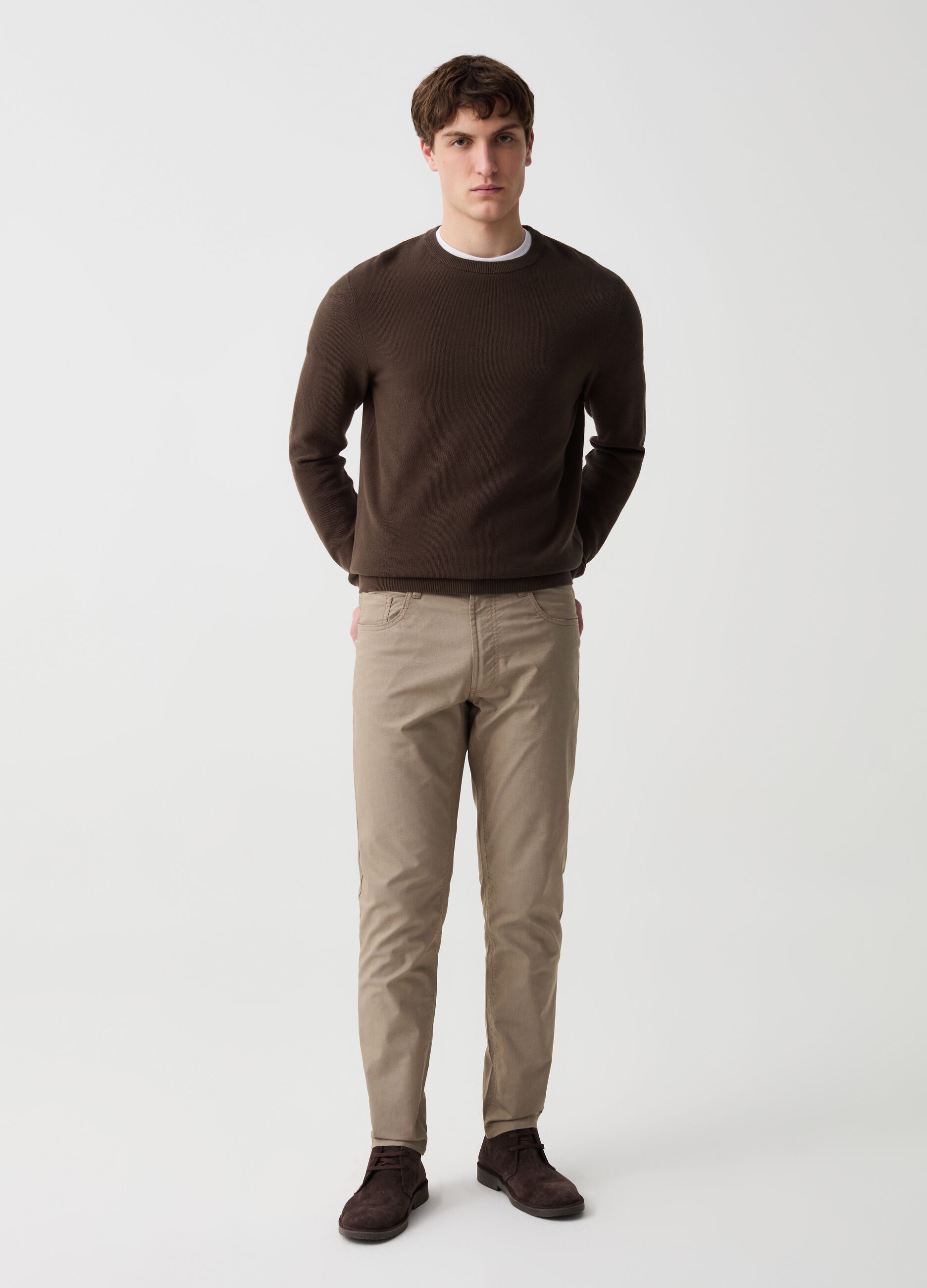 Ovs Pantalone cinque tasche con micro trama