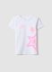 White pure cotton girls' t-shirt regular fit with stars_0
