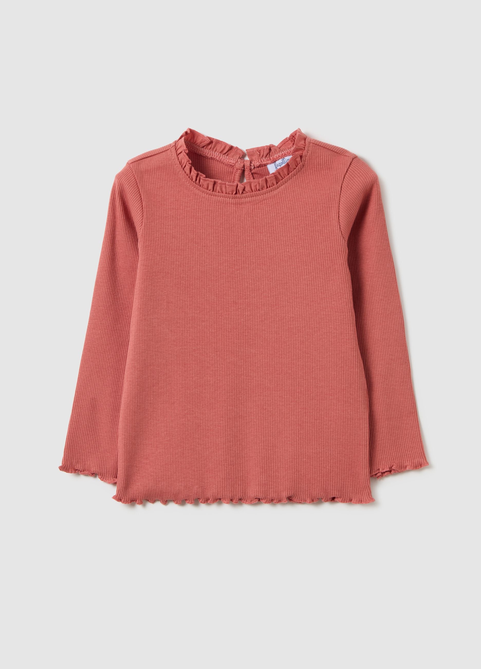 Maglietta da bambina in cotone elasticizzato rossa regular fit