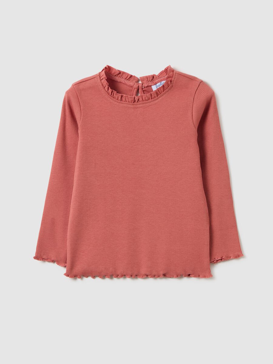 Maglietta da bambina in cotone elasticizzato rossa regular fit_0
