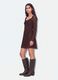 Brown stretch-fabric dress with deep V-neck, regular fit_0