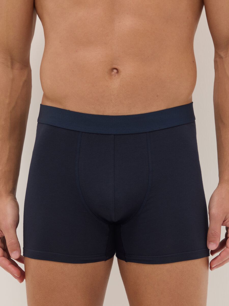 Tripack of blue boxer shorts in stretch cotton regular fit_1