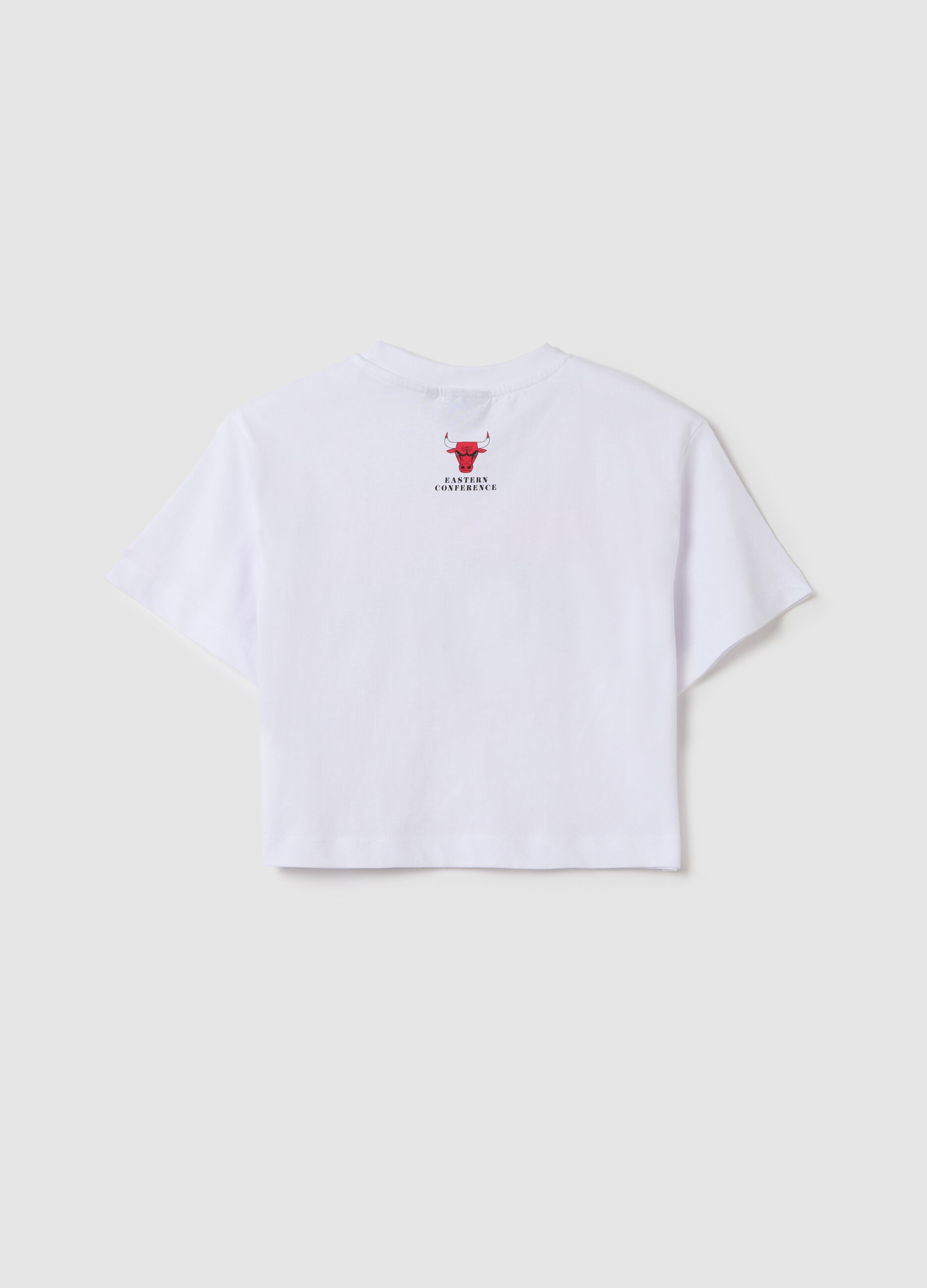 T-shirt bianca crop in cotone NBA Chicago Bulls