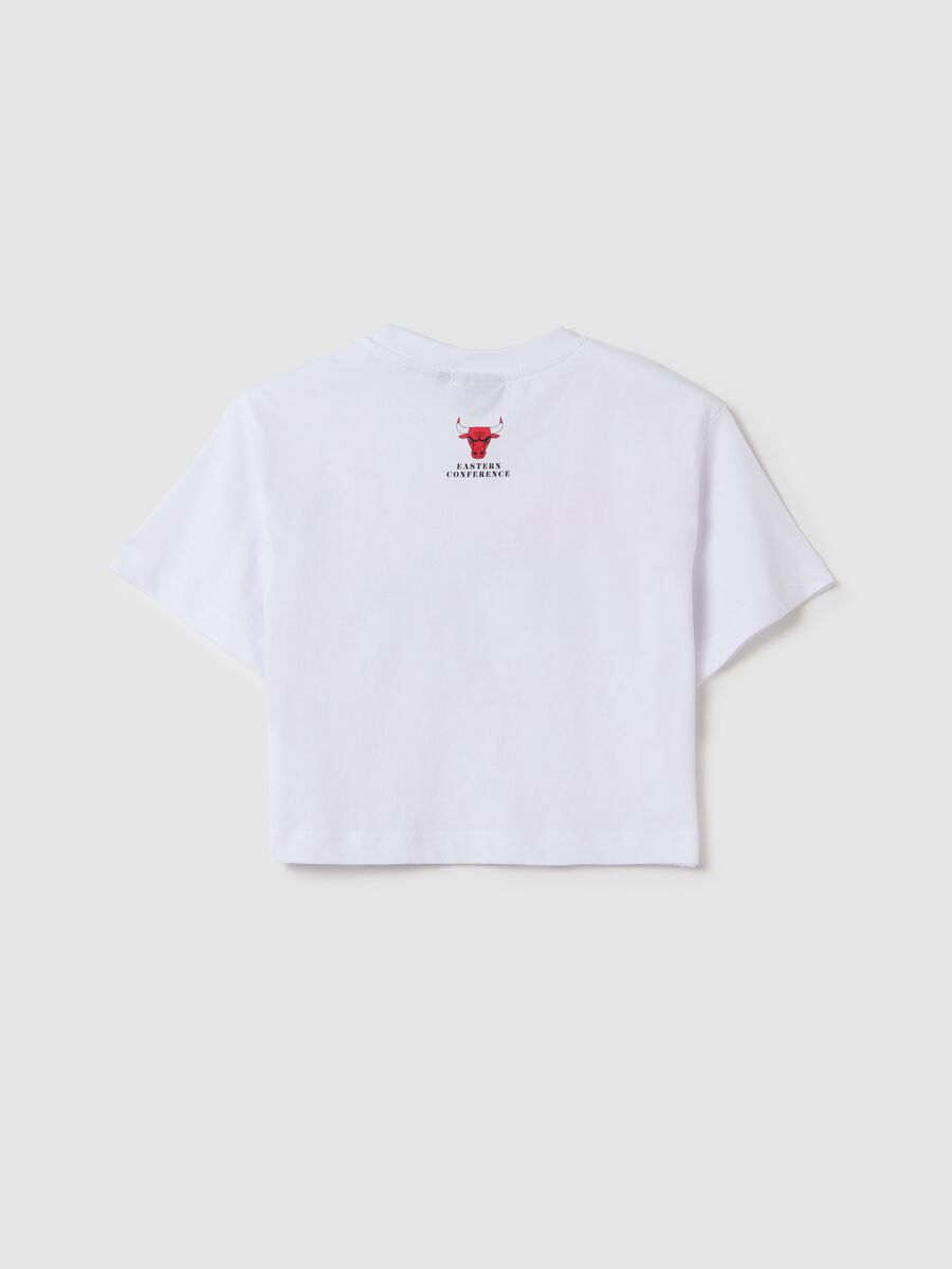 T-shirt bianca crop in cotone NBA Chicago Bulls_4