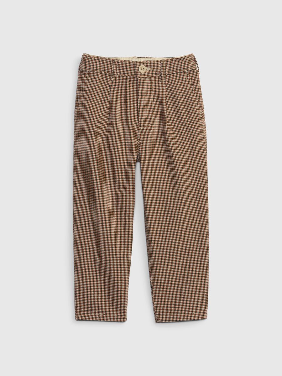 Pantaloni chino in cotone tartan_0