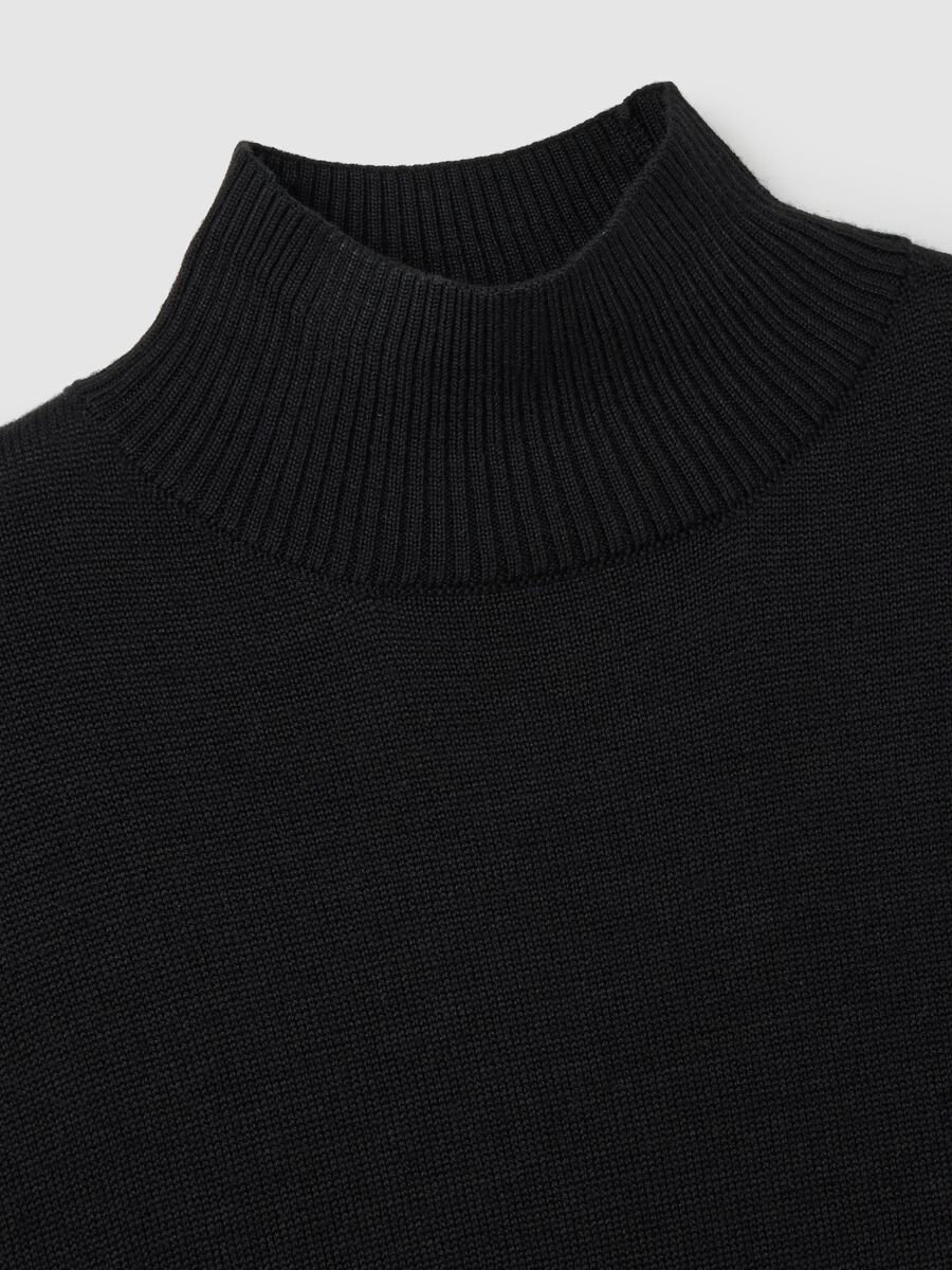 Maglione premaman mock neck nero in misto lana merino_5