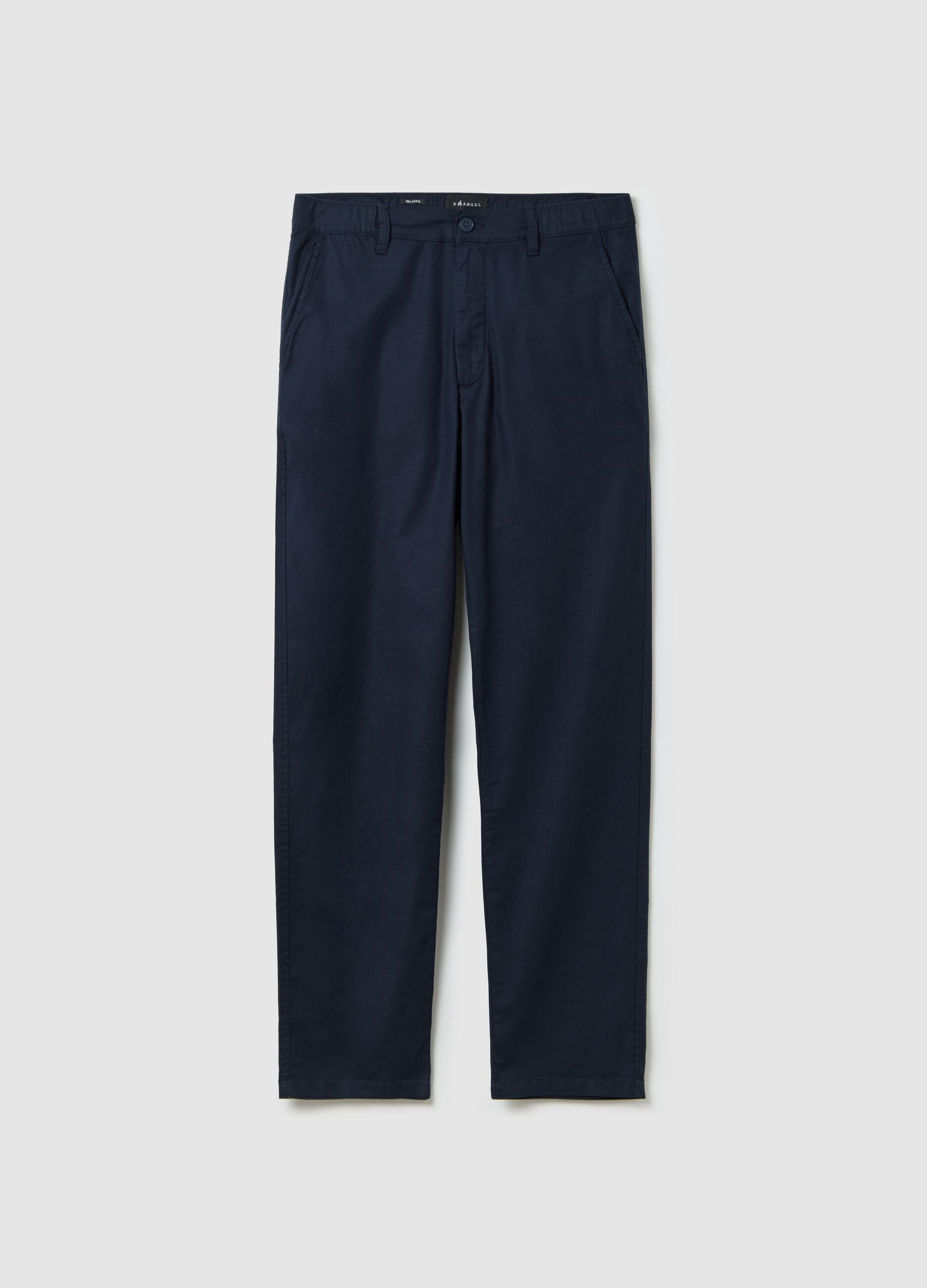 Blue relaxed-fit trousers in linen and viscose