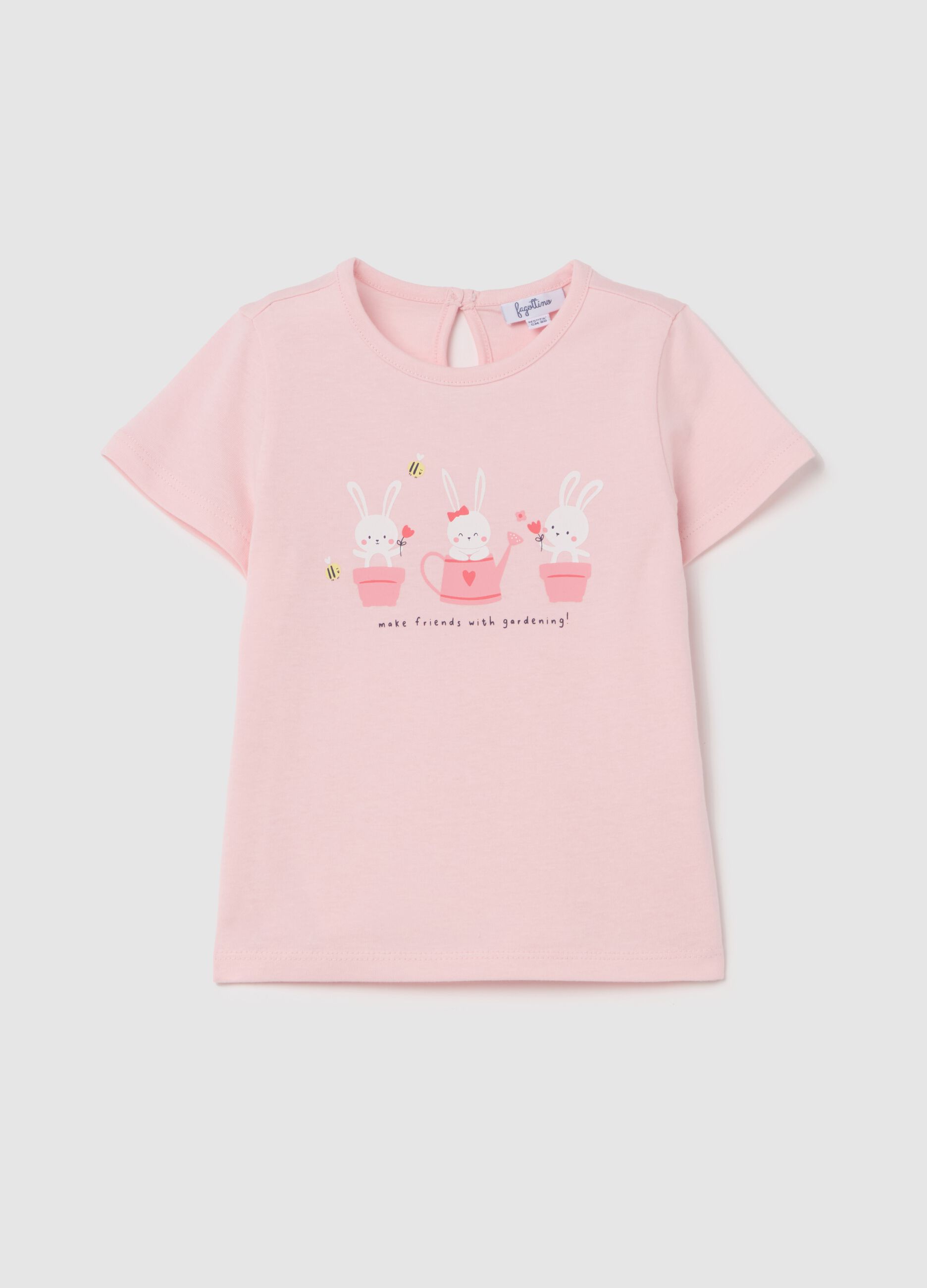 Cotton T-shirt with rabbits print