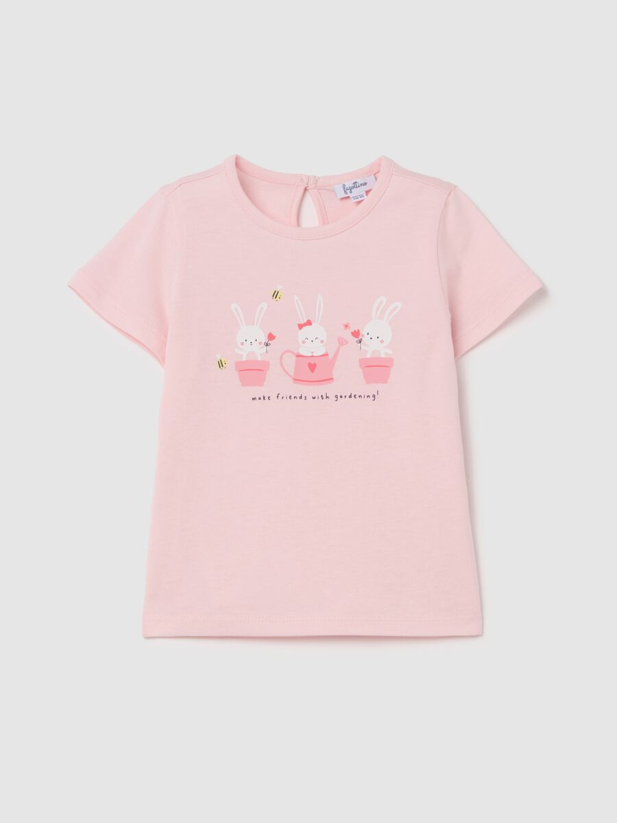 Cotton T-shirt with rabbits print_0