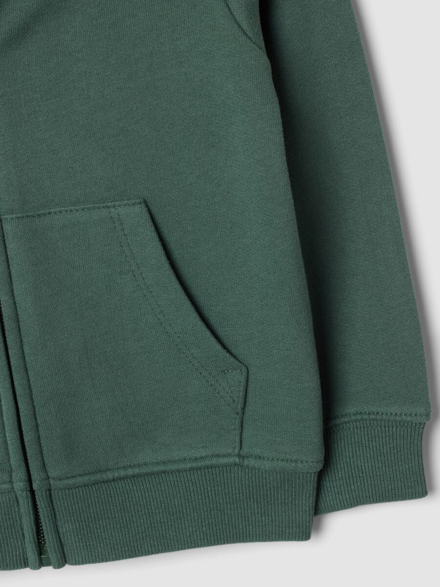 Felpa verde con cappuccio in puro cotone organico regular fit_3