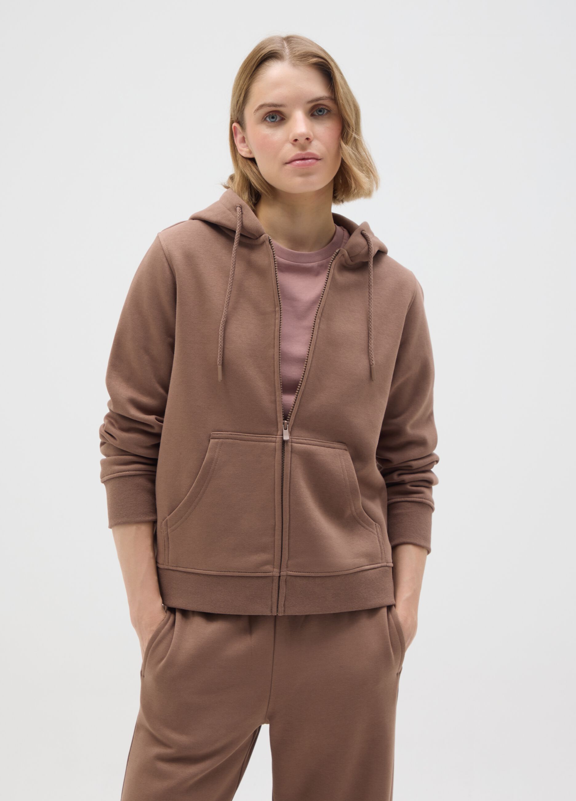 Brown cotton blend regular fit sweatshirt