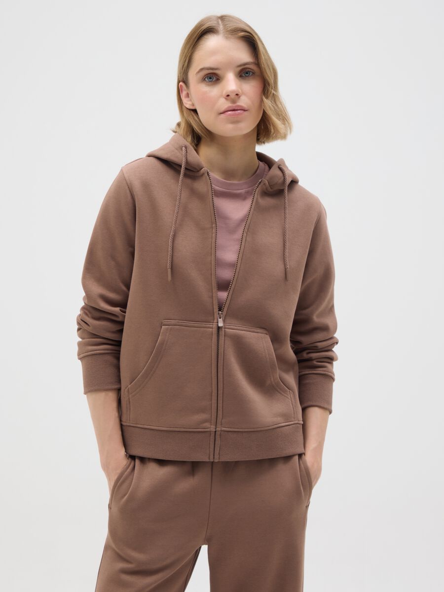Brown cotton blend regular fit sweatshirt_0