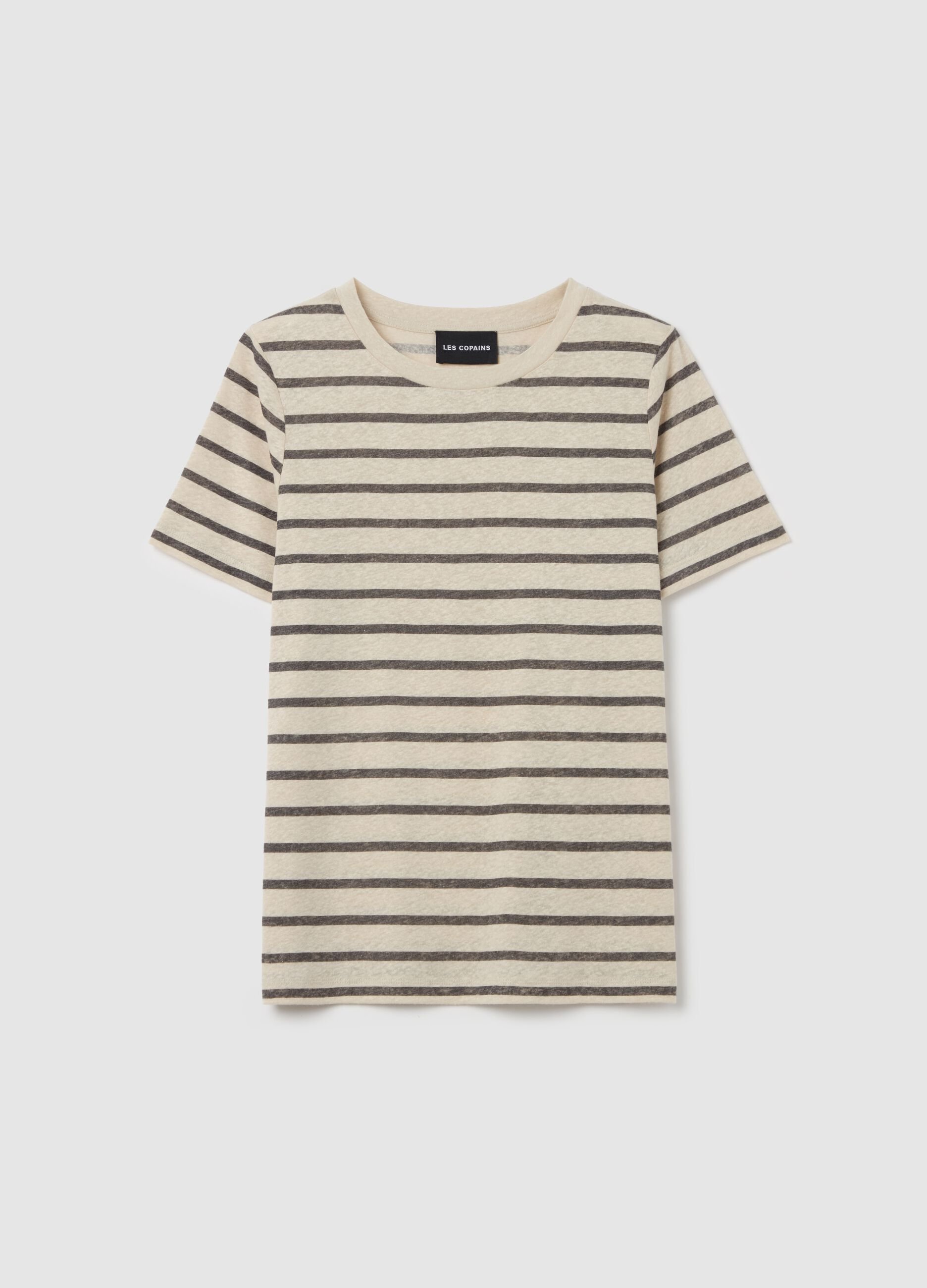 Striped T-shirt in linen blend