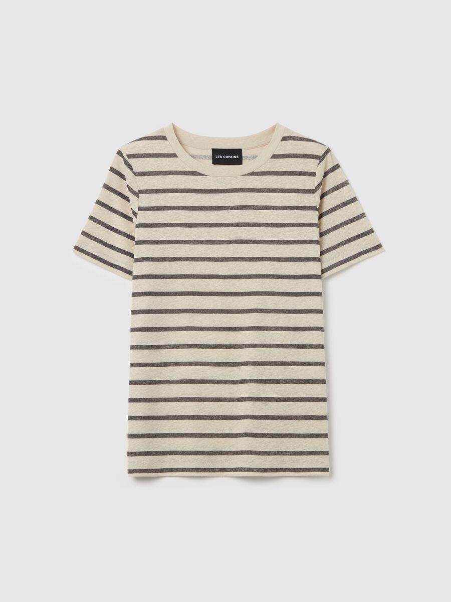 Striped T-shirt in linen blend_4