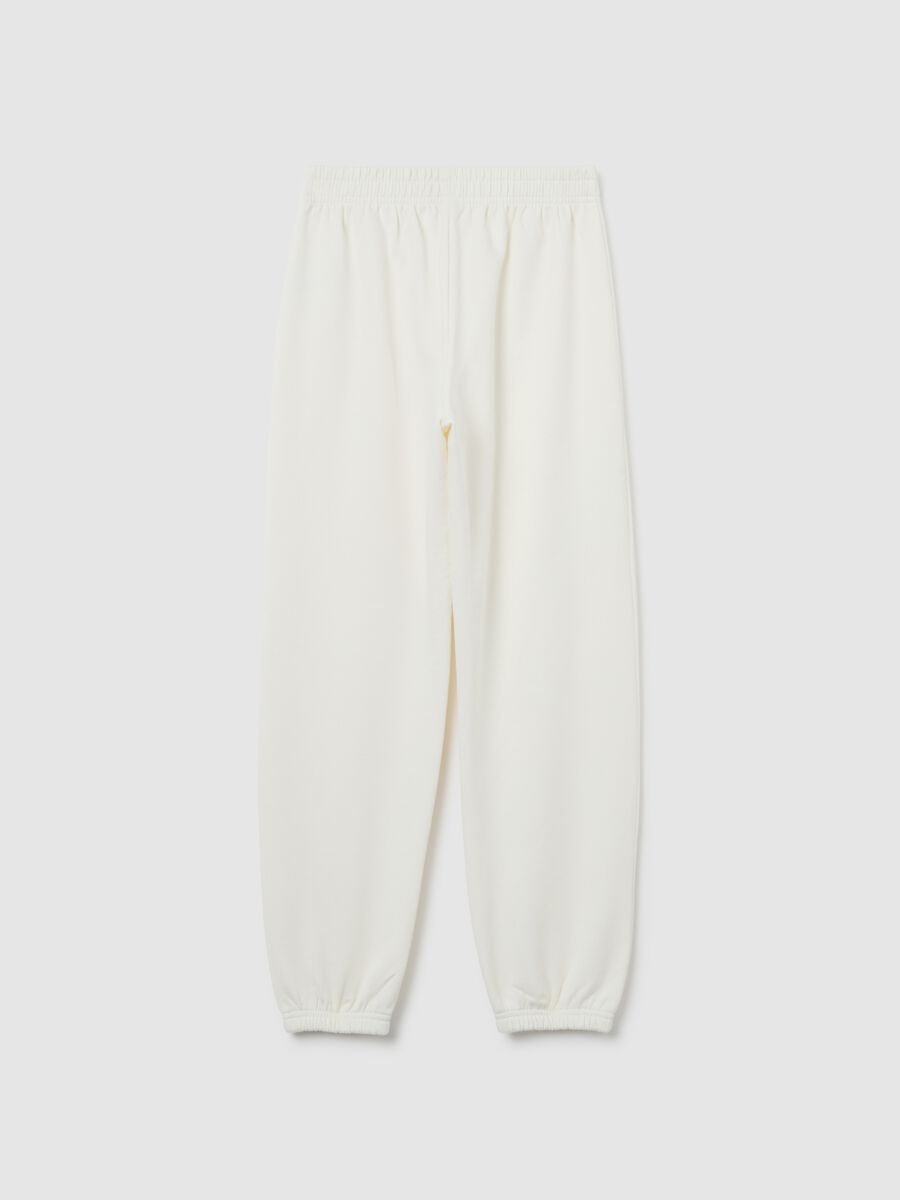 Jogger da ragazza in puro cotone bianco regular fit_4