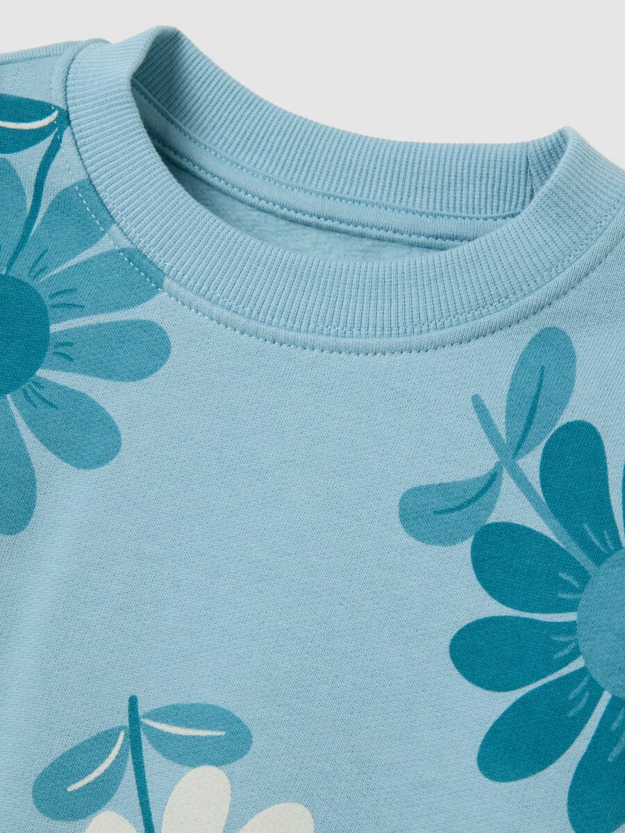 Girls' regular fit pink pure cotton sweatshirt with floral print_2