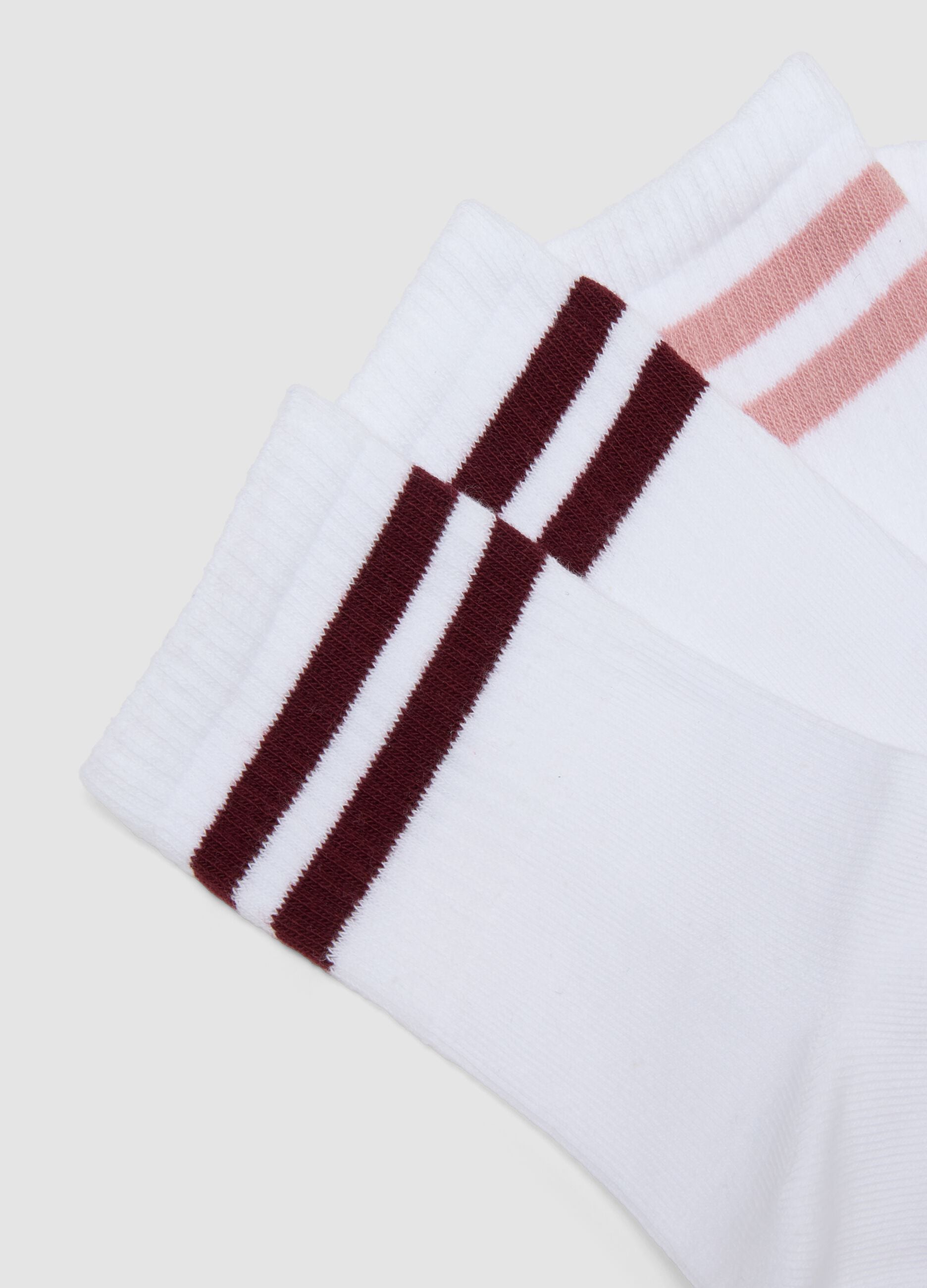 3-pack of white striped midi socks in stretch organic cotton