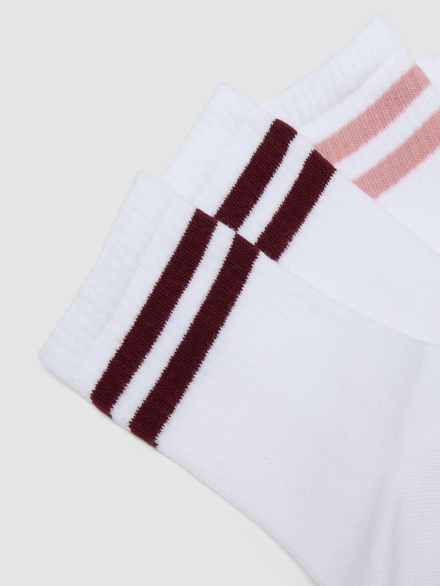 Tripack di calze midi bianche in cotone organico elasticizzato a righe_2