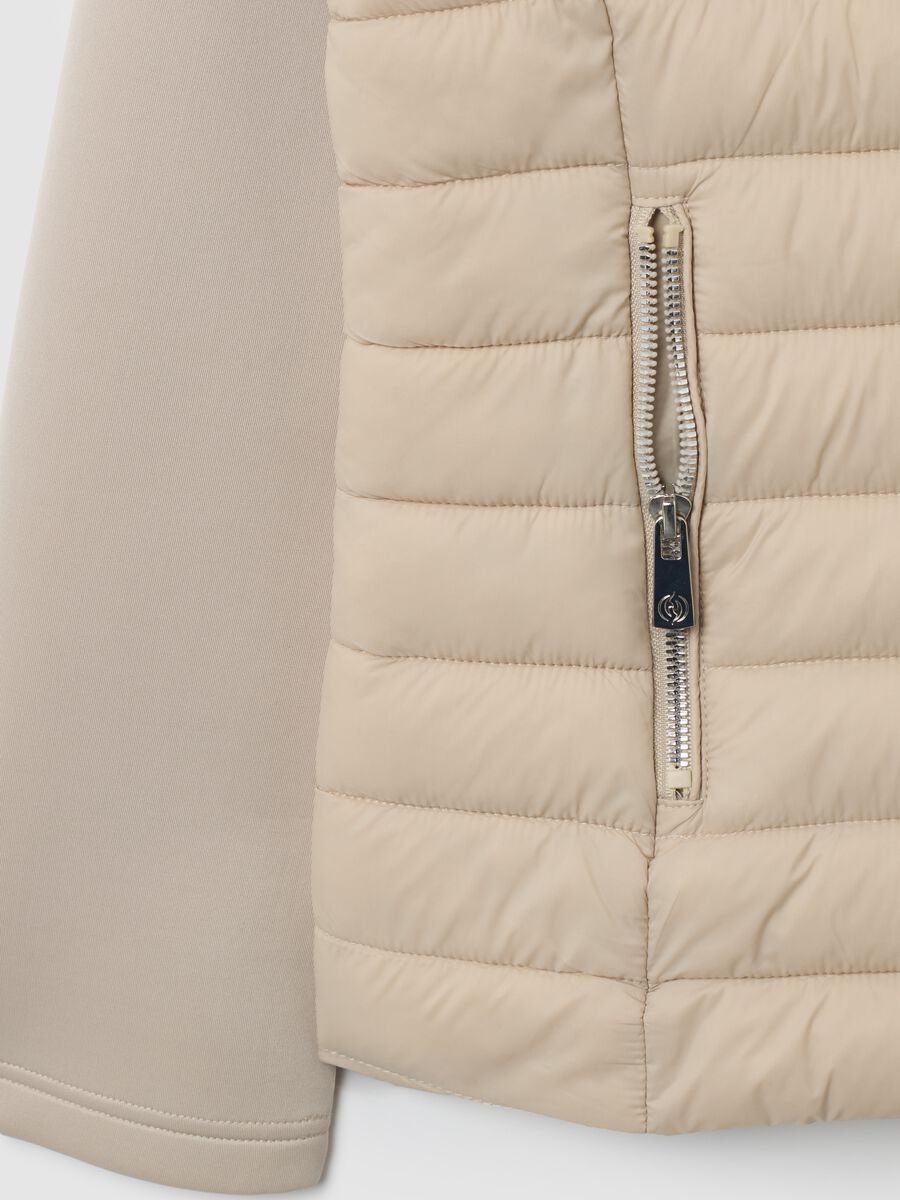 Beige padded jacket regular fit with hood and zip_1