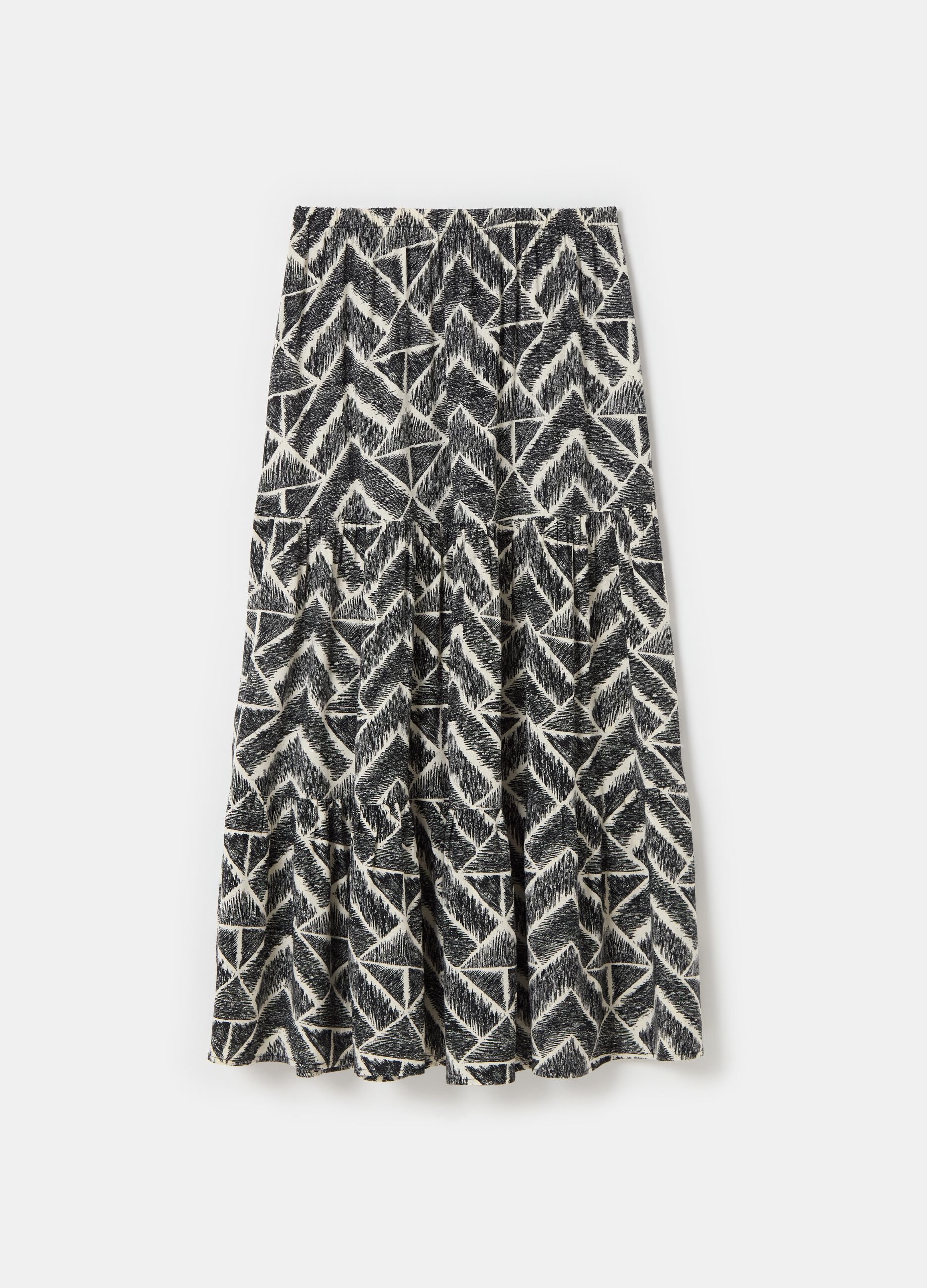 Long tiered skirt in viscose