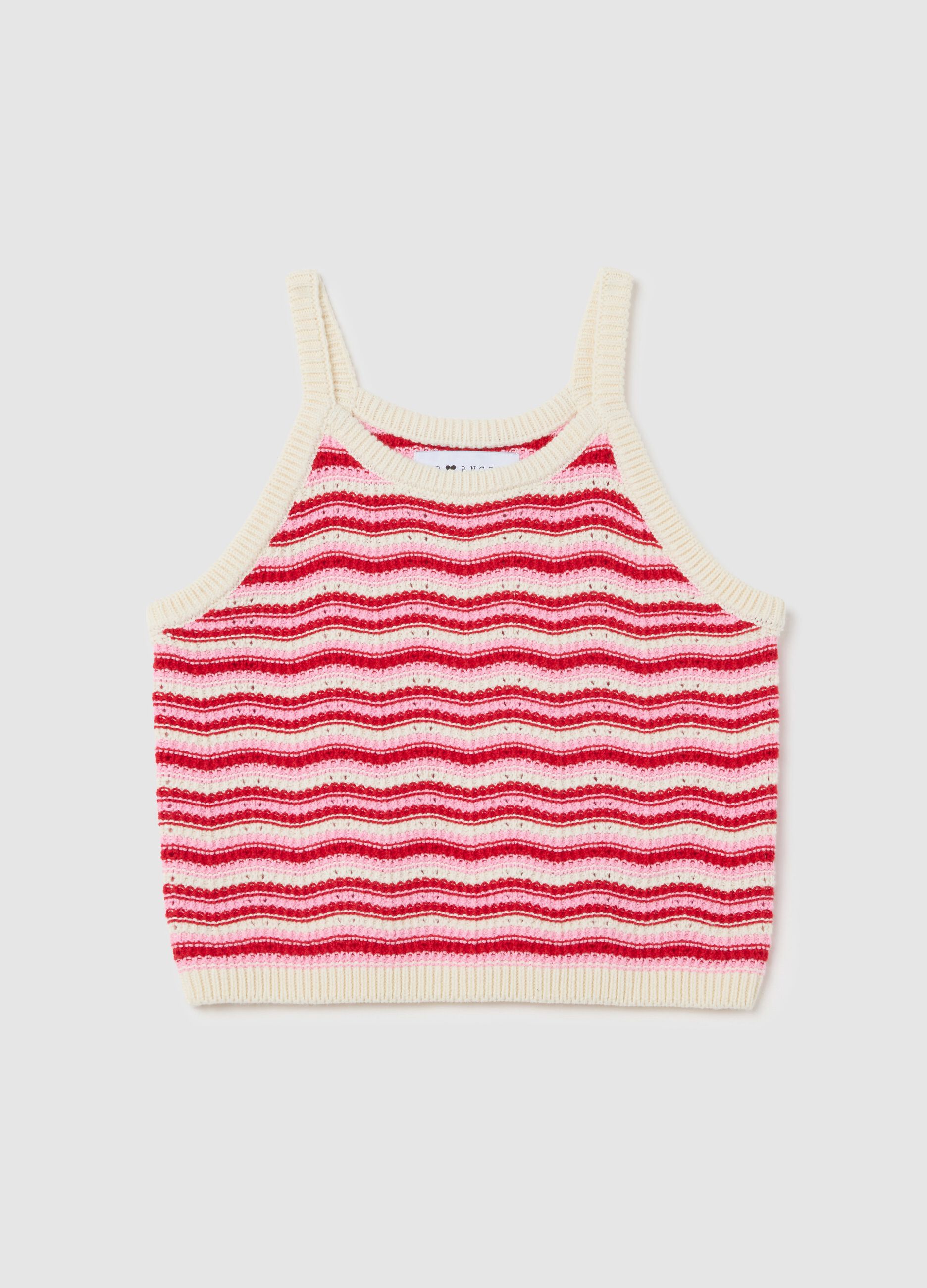 Red and white striped top in pure cotton B.Angel