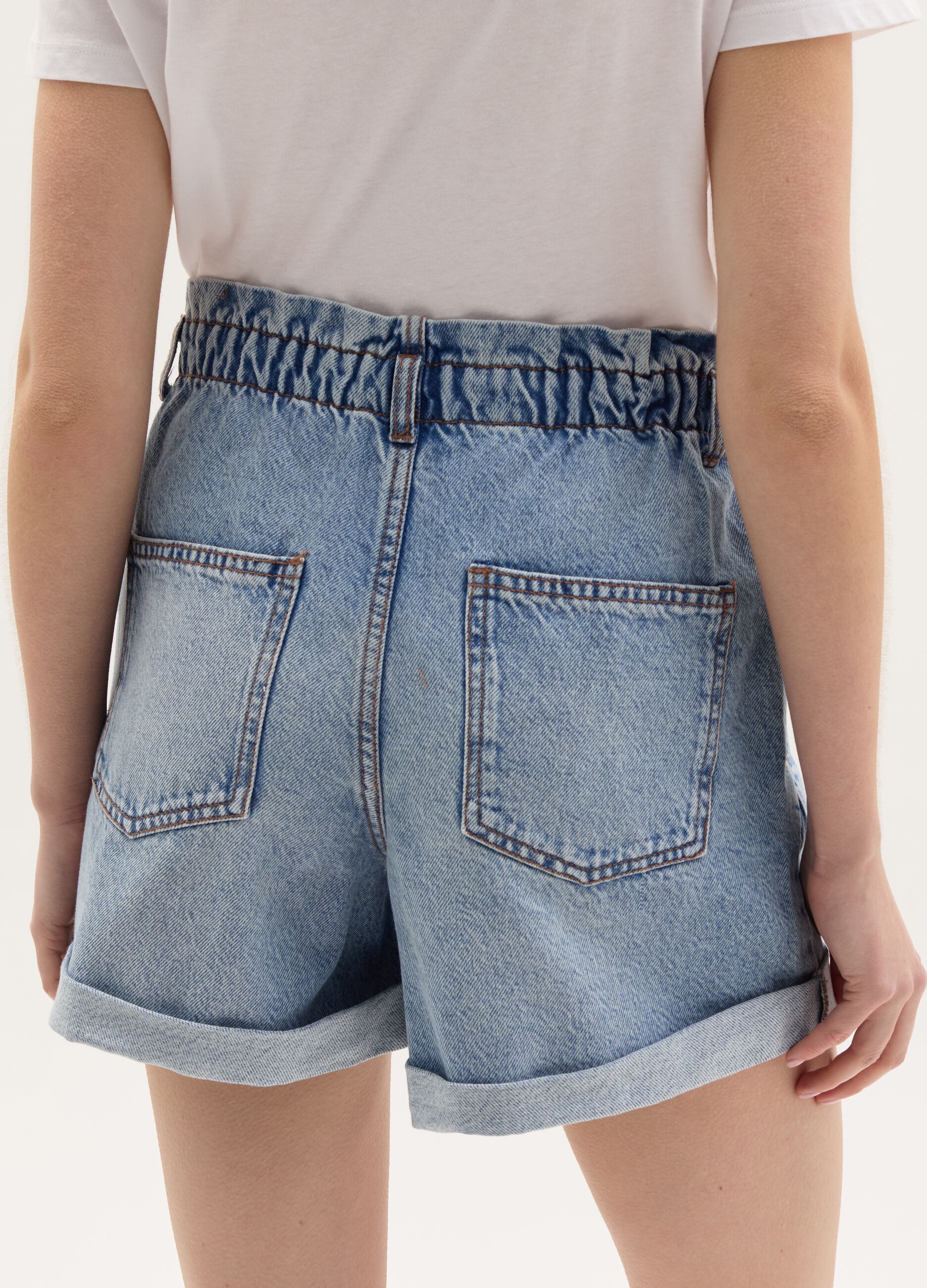 Shorts paper bag in denim