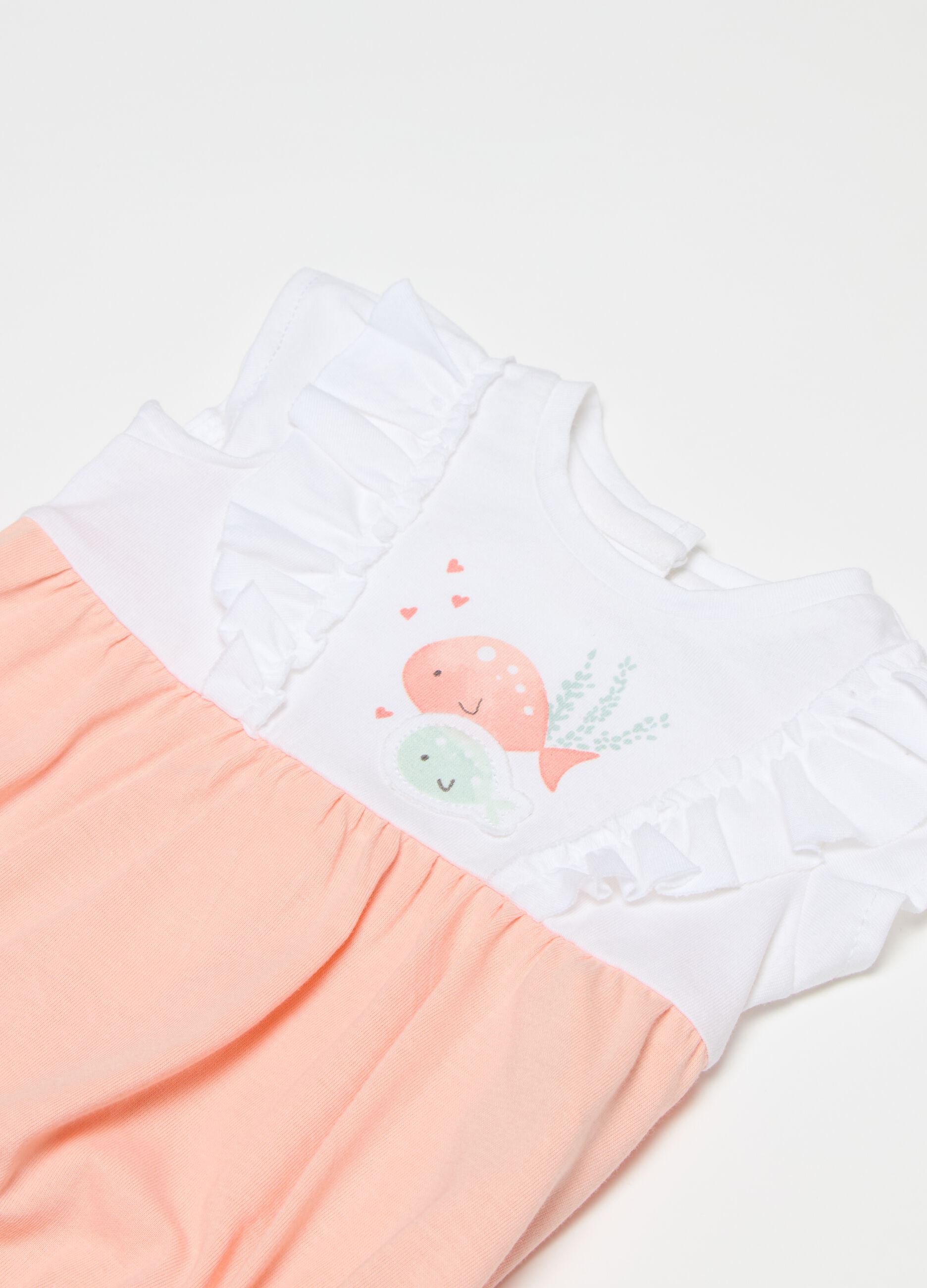 Body in cotone bio con stampa e volant