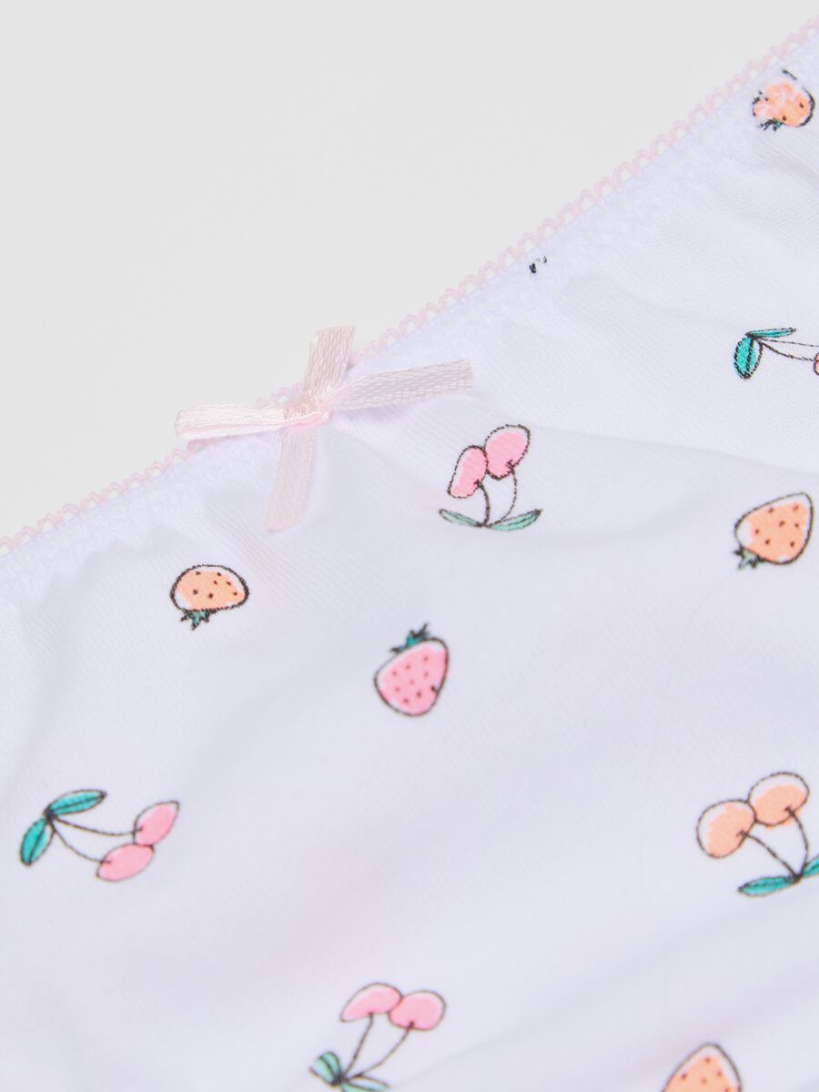 Three-pack pink and green organic cotton briefs with bow and print_2