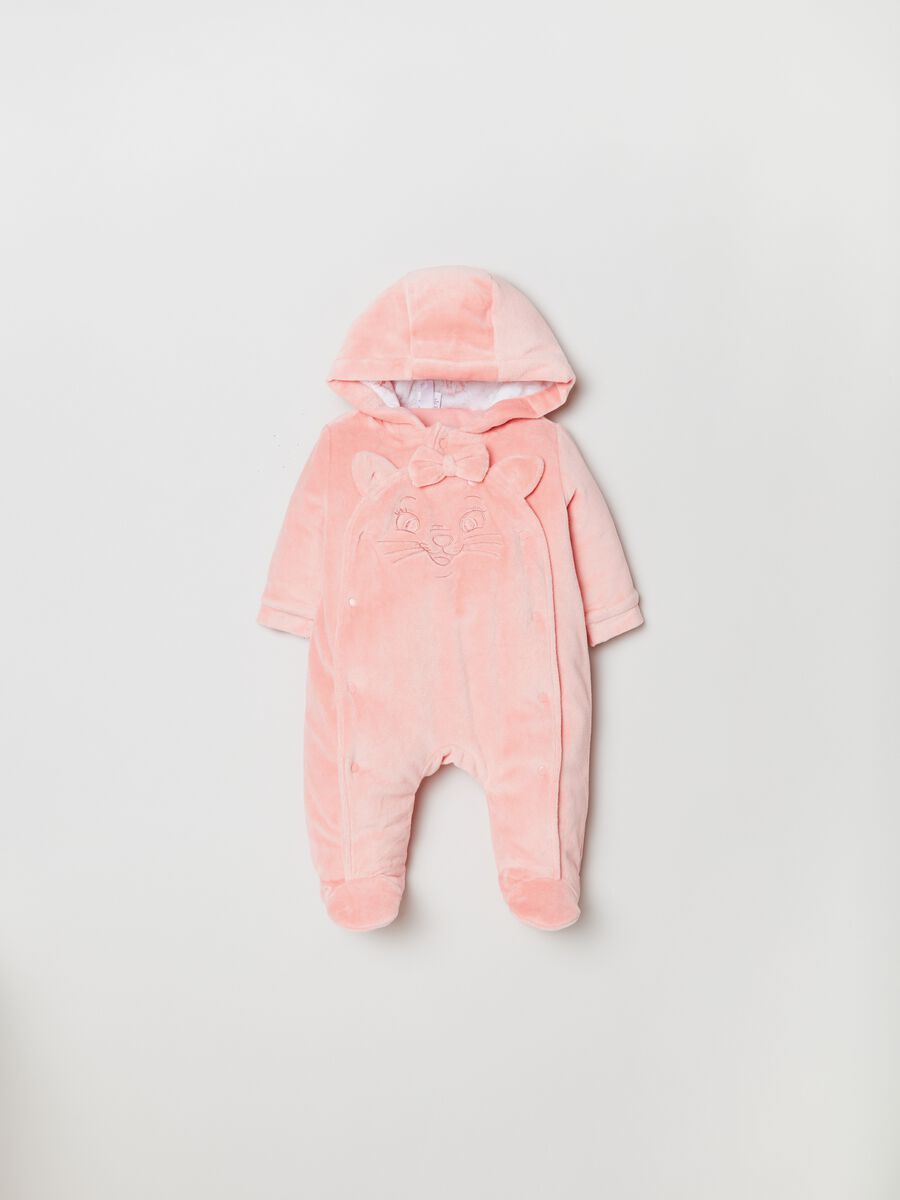 Tutina in velour con piedini e ricamo Minu_0