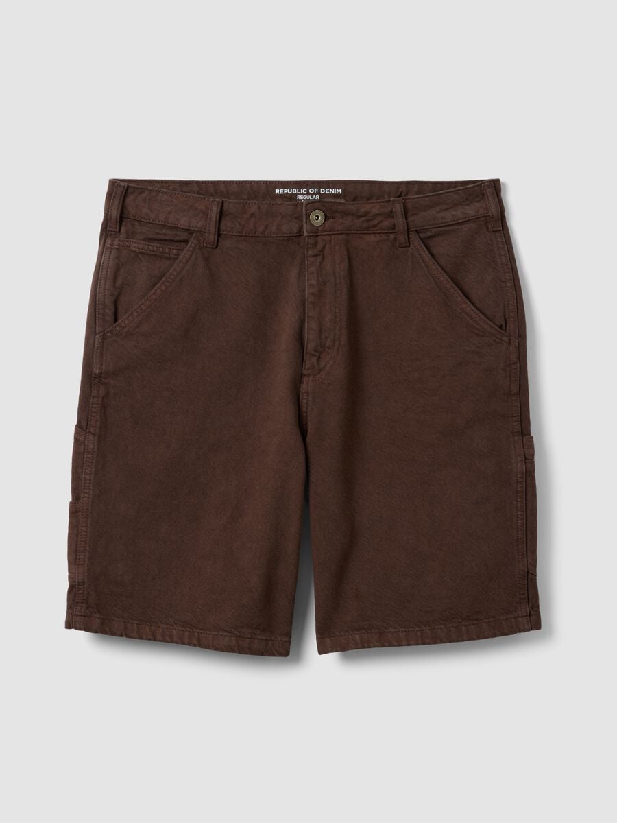 Brown pure cotton bermuda shorts_4