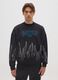 Black cotton blend sweatshirt with print and crew neck_1