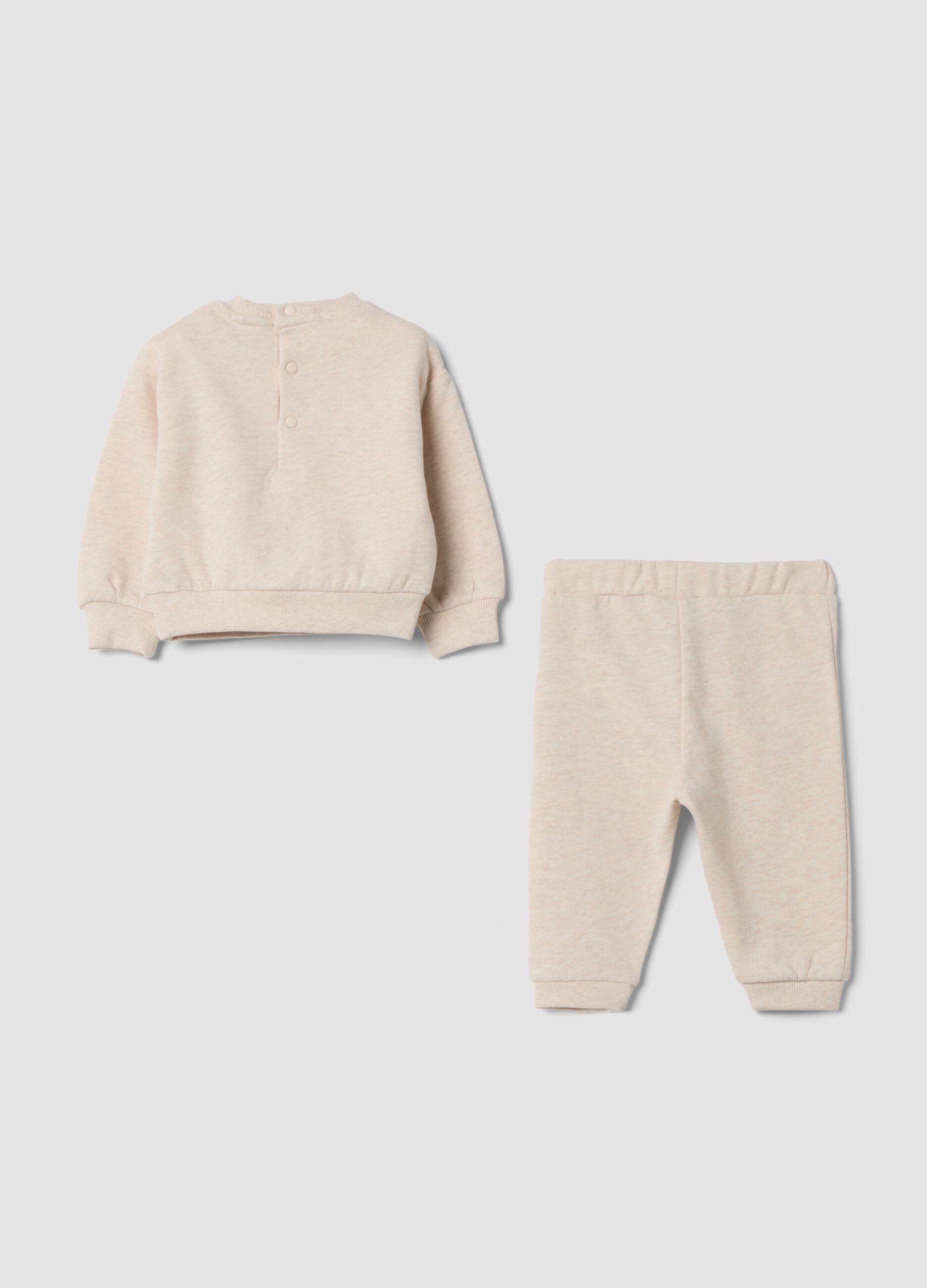 Completo beige in puro cotone organico con ricamo Lilo & Stitch