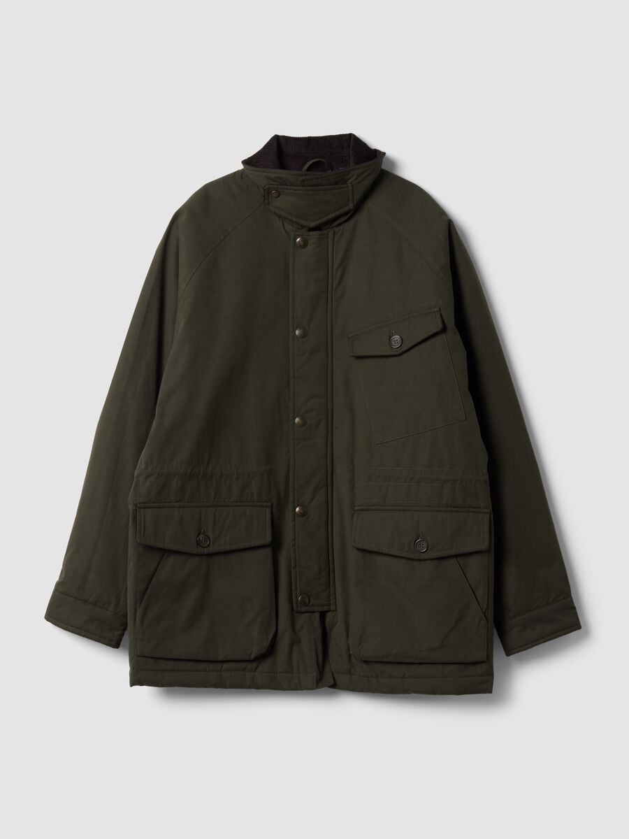 Green regular-fit jacket with zip and ribbed collar_0