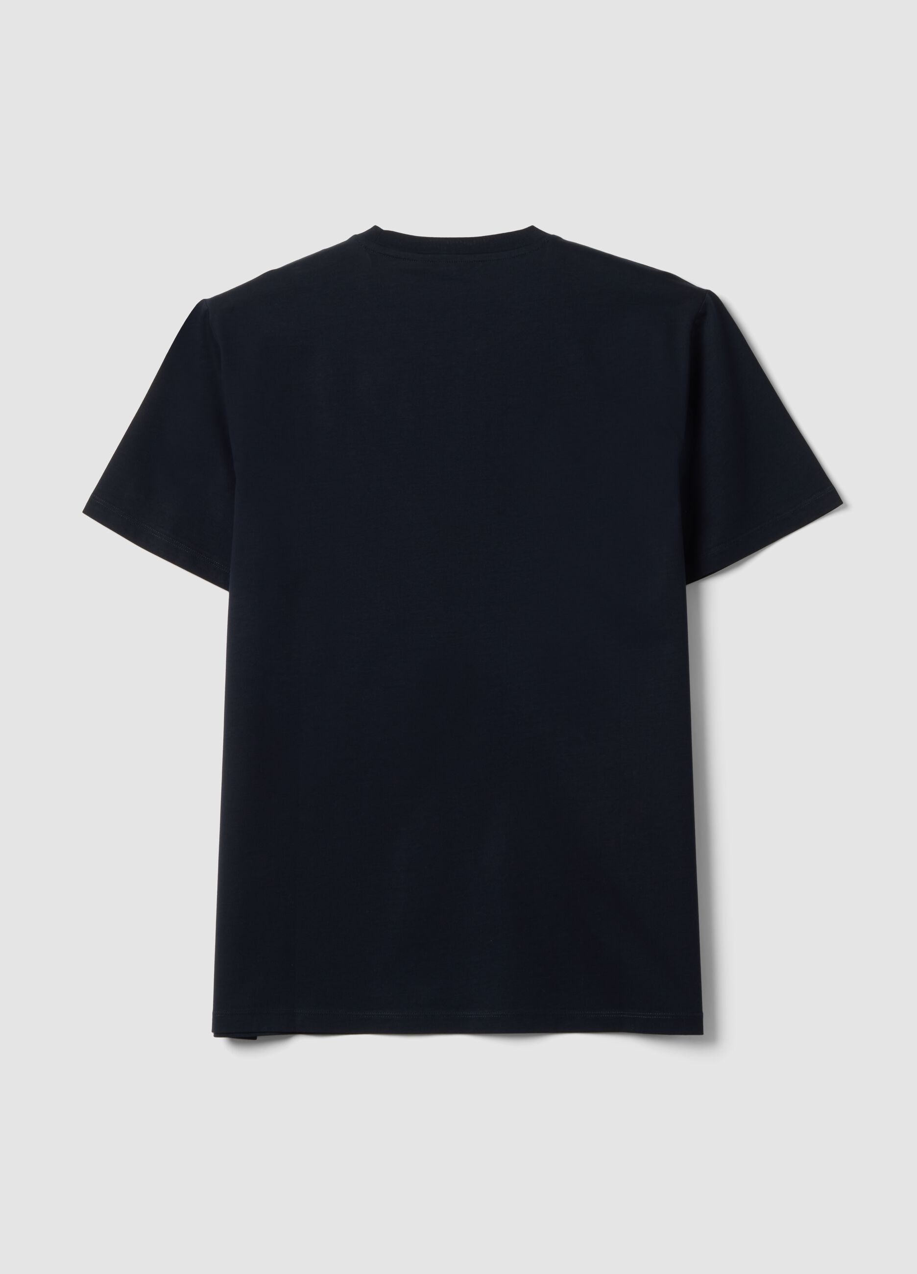 Black mercerised pure cotton regular-fit crew-neck T-shirt