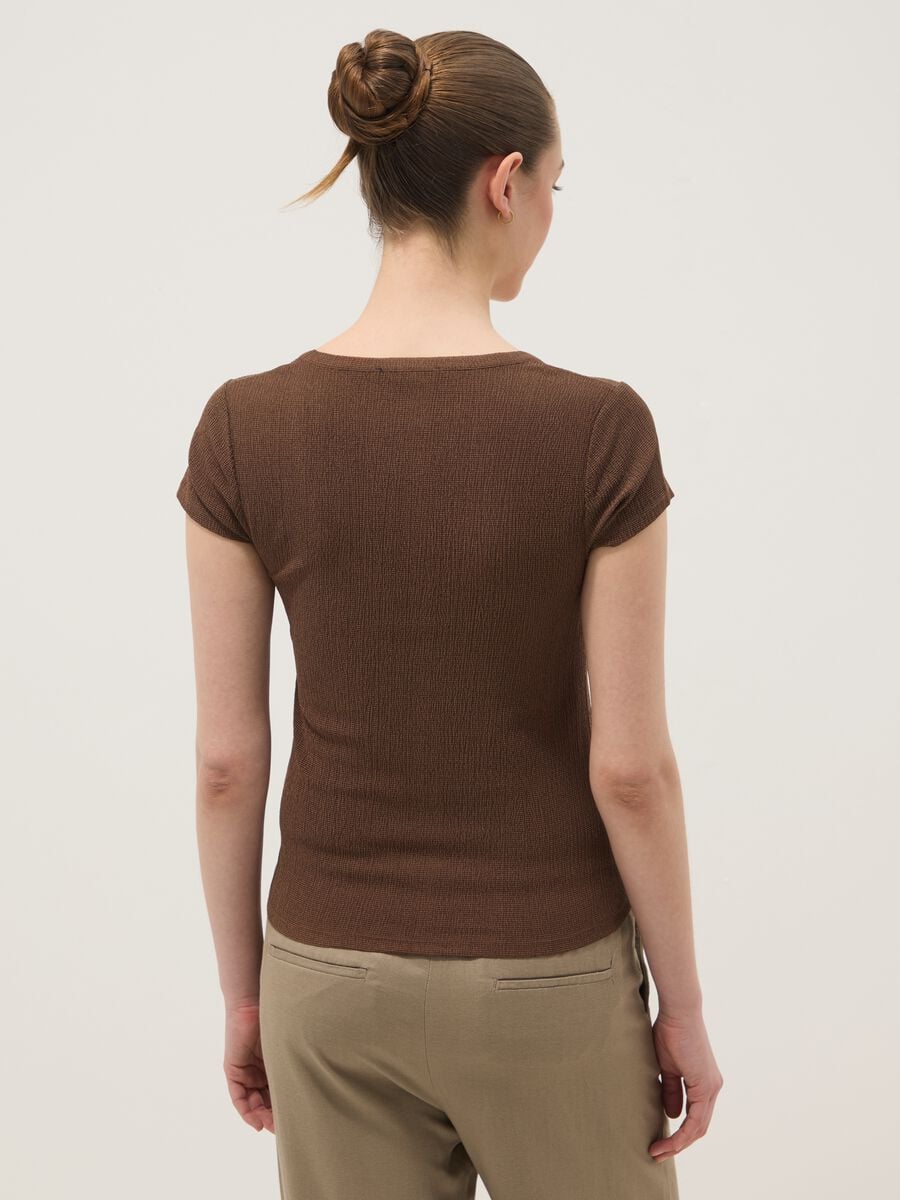 Brown stretch-fabric T-shirt_3
