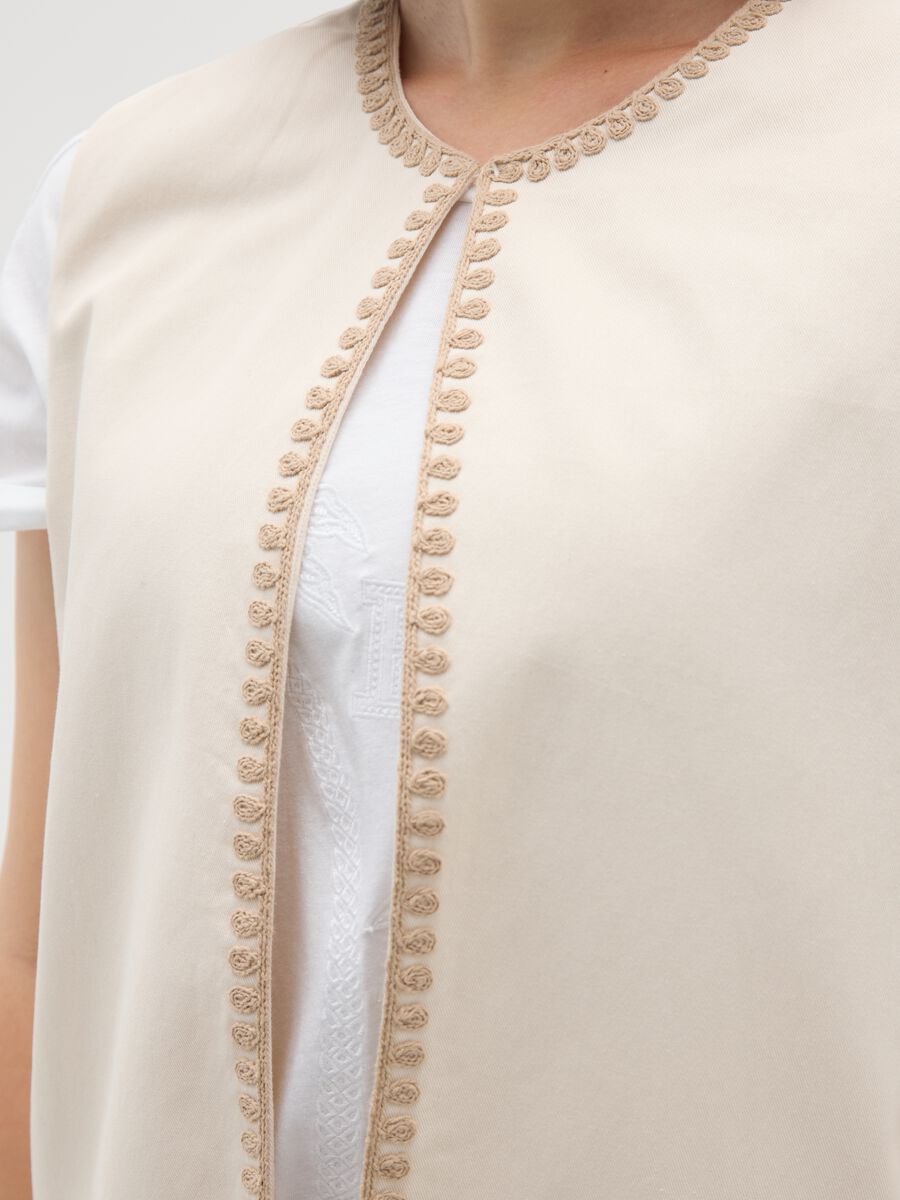 White cotton twill curvy blazer without buttons_2
