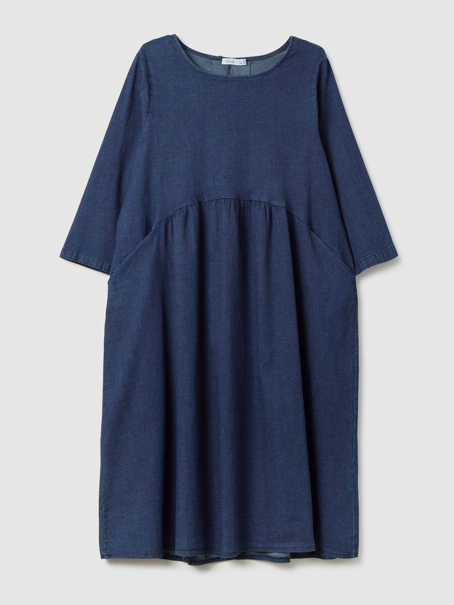 Hybrid Long Blue Dress in Stretch Cotton_4