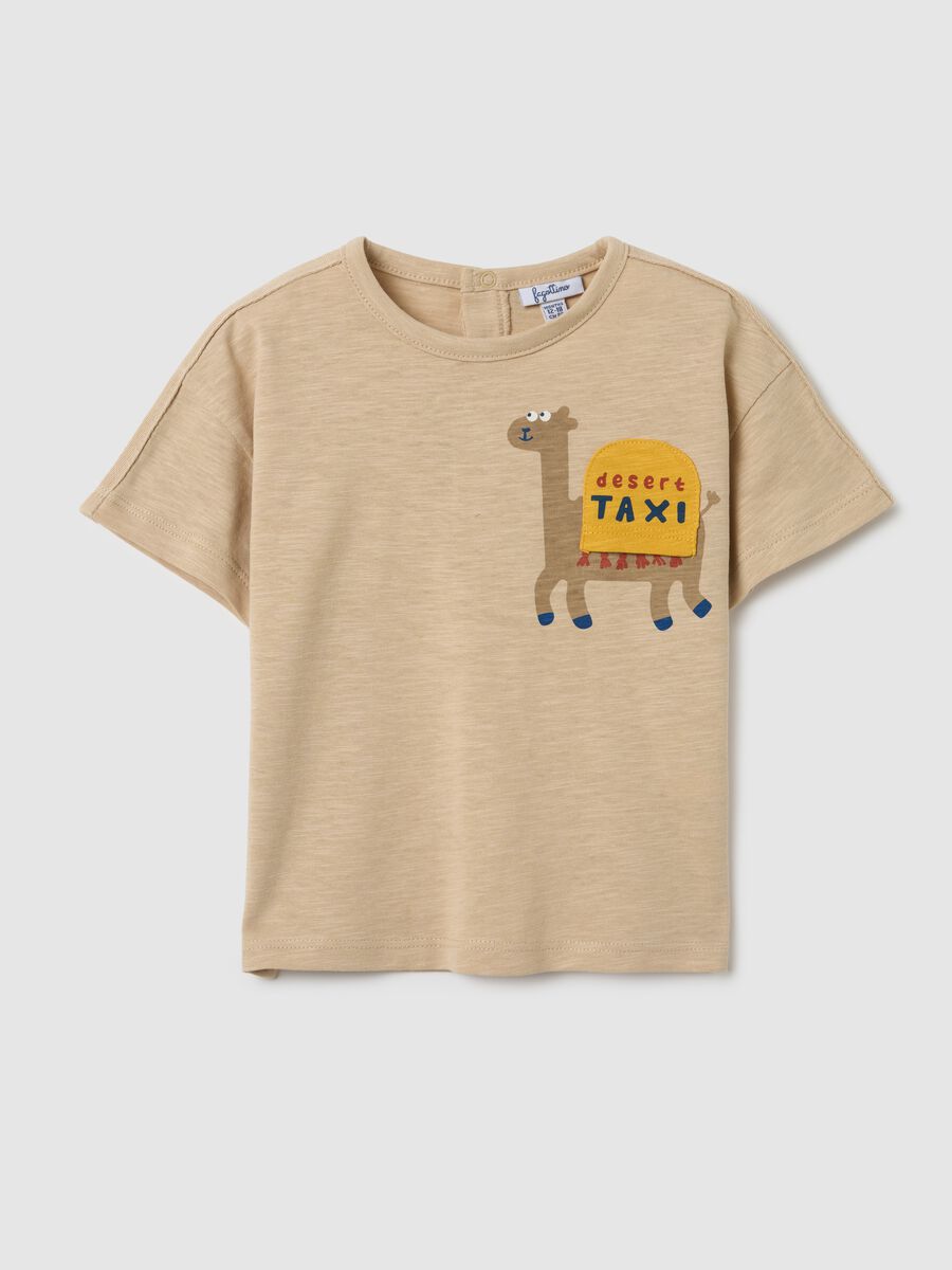 Infant t-shirt in pure beige cotton regular fit_0