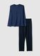 Long blue pyjamas in pure cotton, regular fit_4