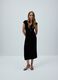 Deep V Black Long Dress Slim Fit_0