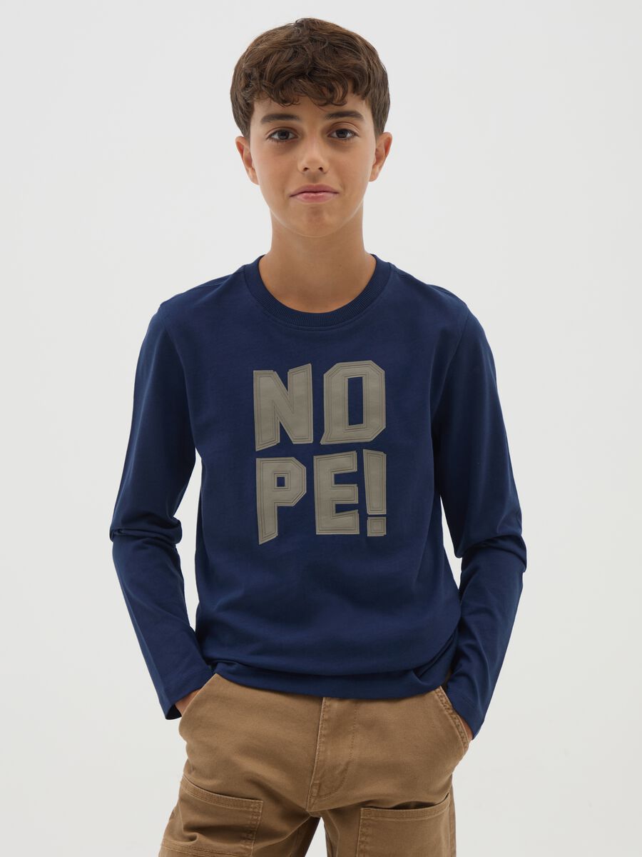 Boys' blue pure cotton regular fit T-shirt_0
