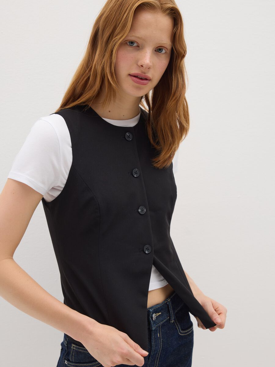 Gilet in tessuto elasticizzato nero_2