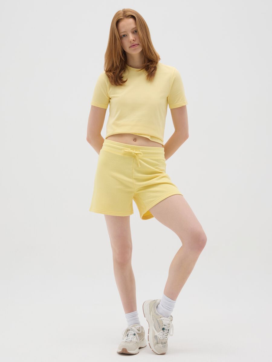 Yellow regular fit pure cotton women's t-shirt_1