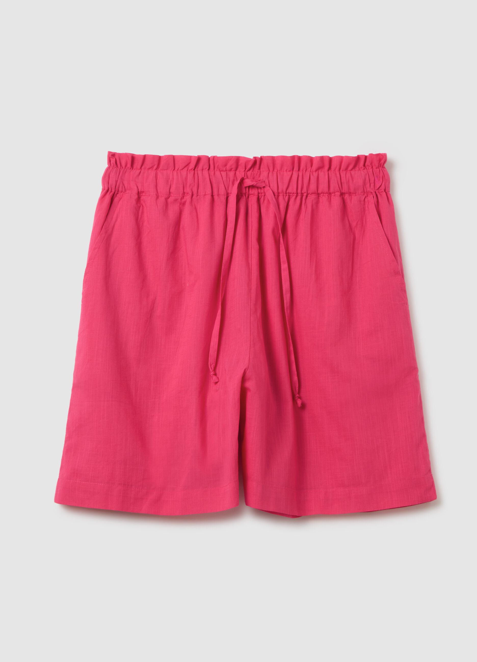 Women's pure cotton pink shorts with regular fit